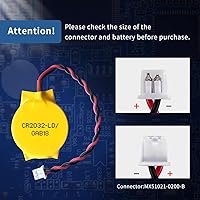Vista 4 de EEMB Paquete de 10 baterías CMOS 3V CR2032 con cables de cable y conector MOLEX Batería de repuesto para computadora