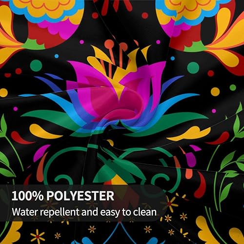 Miniatura 8 de Mantel mexicano redondo, paquete de 2 manteles de belleza mexicana con flores y pájaros, mantel de poliéster lavable de 60 pulgadas, para cocina,