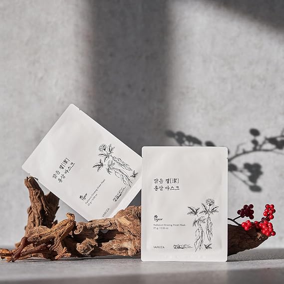 Radiance Ginseng Sheet Masks - Hydrating Face Masks for Healthy and Strengthening Skin Barrier - Vegan, Cruelty Free Korean Face Mask