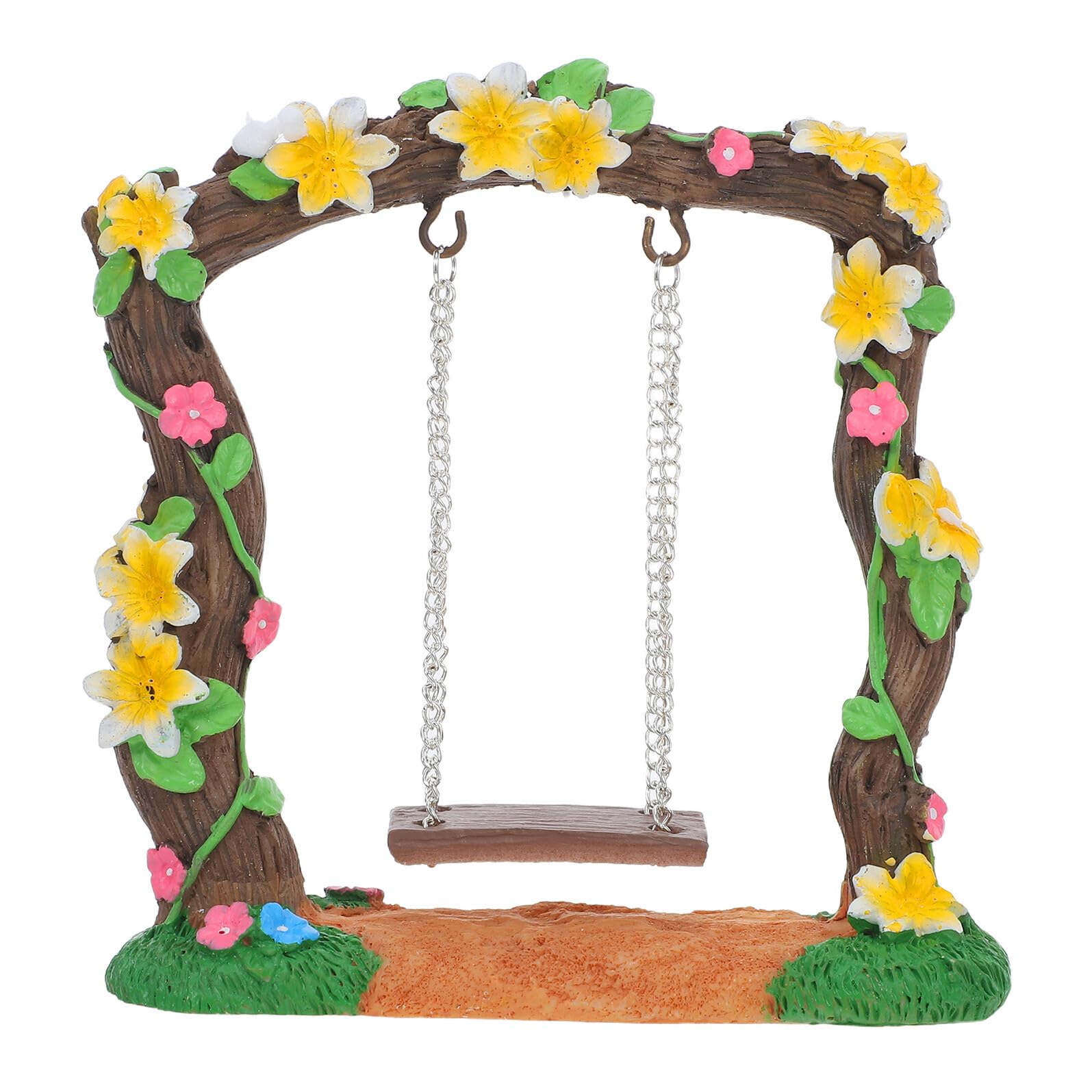 Balançoire miniature en résine sculptée de haute précision avec fleur Plumeria