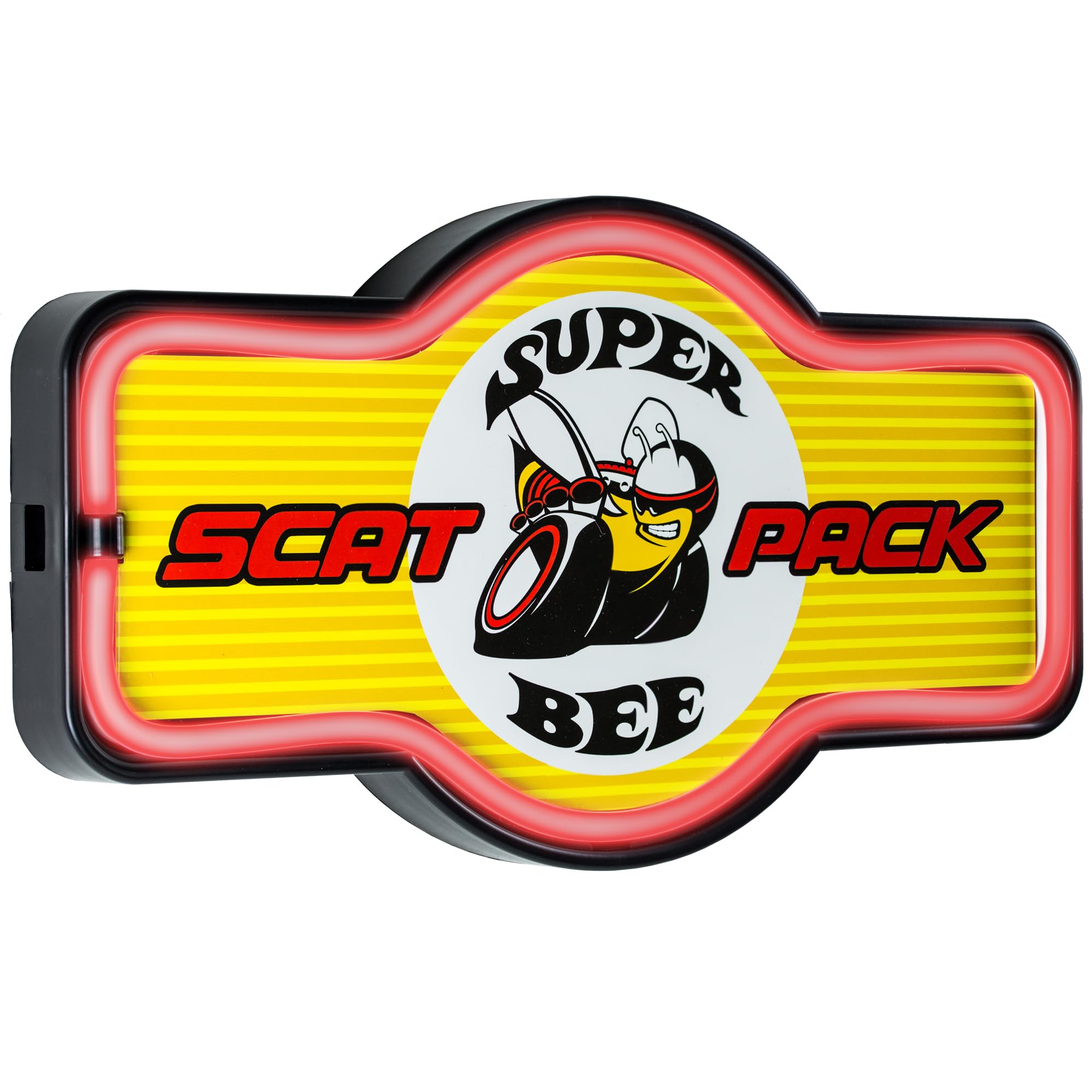 American Art Decor LED Neon Rope Wall Sign - Battery & USB Powered - Vintage Room Decor - Retro Lights for Bar, Man Cave, Garage, Game Room & More (Super Bee Scat Pack, 9.5