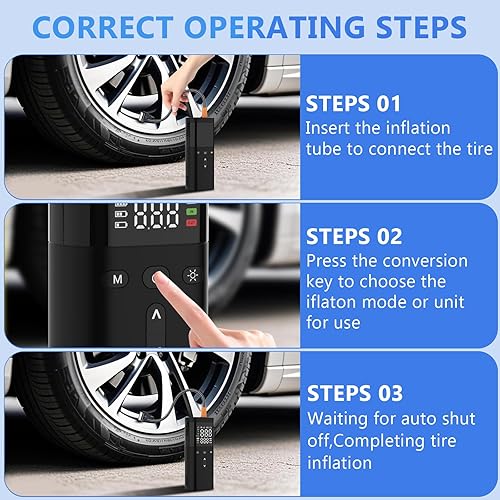 Miniatura 3 de Inflador de neumáticos, compresor de aire portátil, bomba de aire 5 veces más rápida de 150 PSI para neumáticos de automóvil con batería potente,