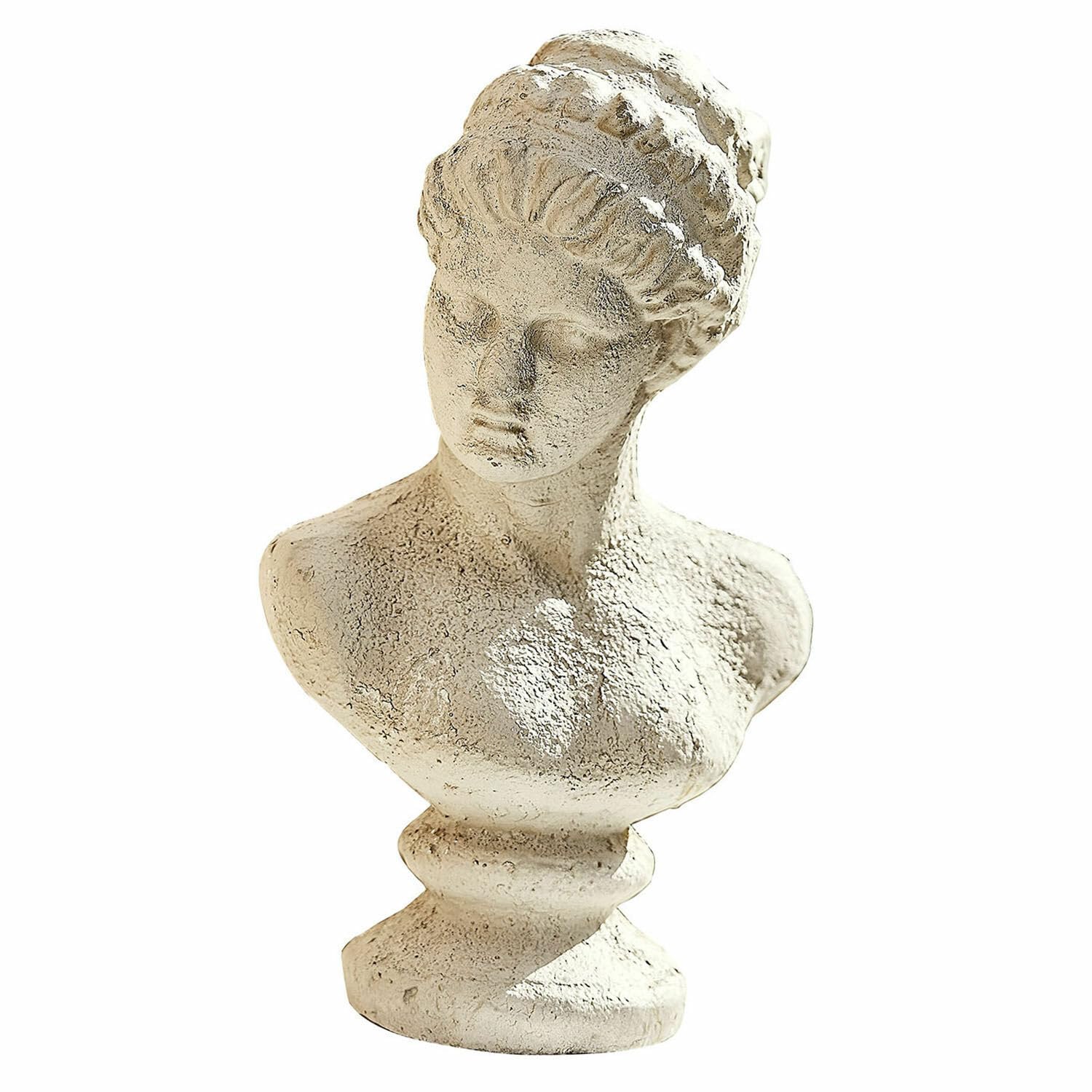Loberon Yverine Buste - Pierre reconstituée résistante aux intempéries - Design Authentique à l'ancienne, Blanc Vieilli