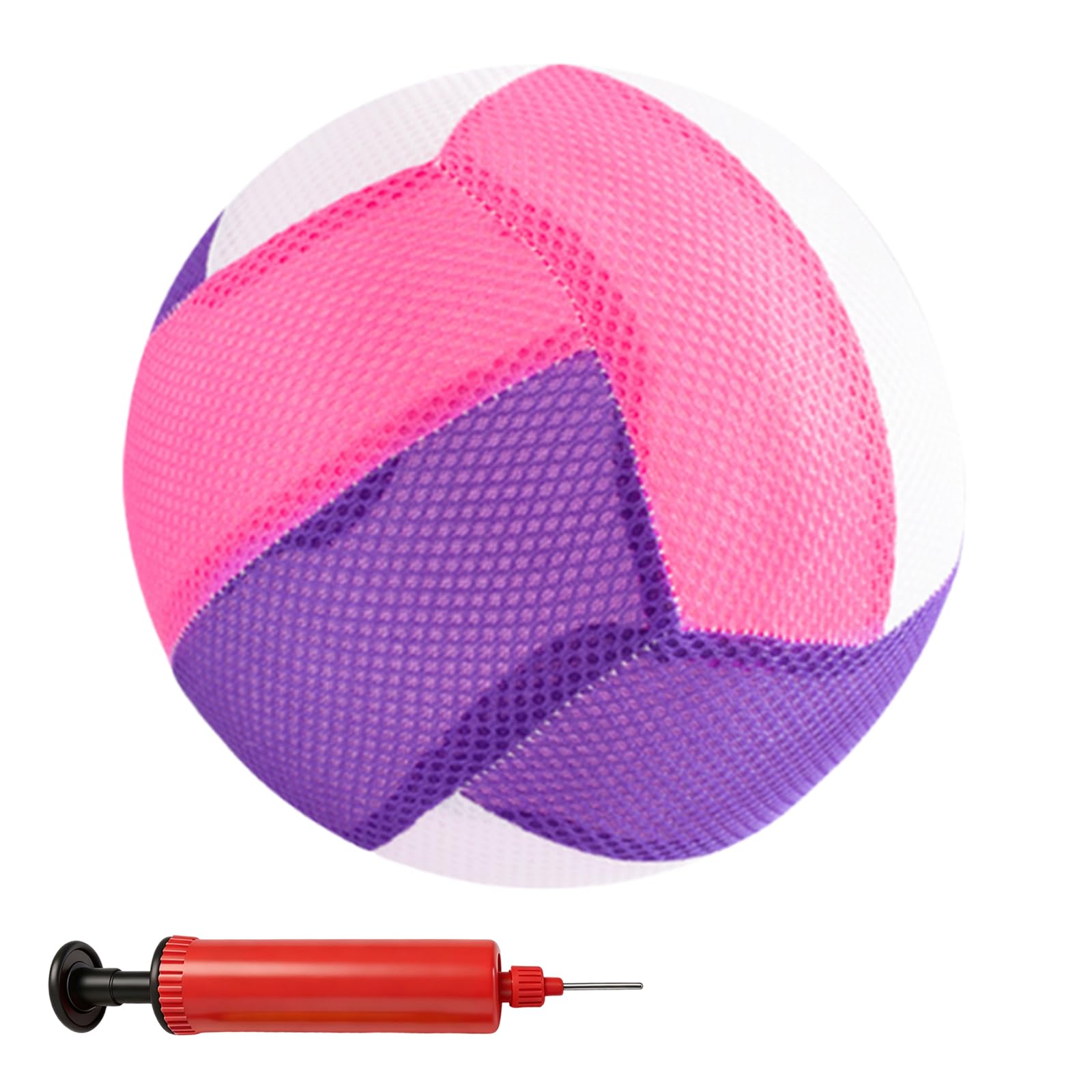 Balón Voleibol, Balón de Vóley Playa con Bomba, Pelota de Voleibol de Playa, Pelota Voley Playa de Malla, Softy Volleyball, Ideal para Jardín, Parque, Arena y Deportes de Verano