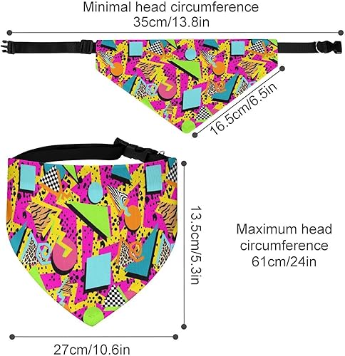 Miniatura 2 de Pañuelo para perro, color rosa, retro, de los años 80 y 90, triangular, bufanda ajustable para cachorros, gatos, lavables, accesorios diarios para