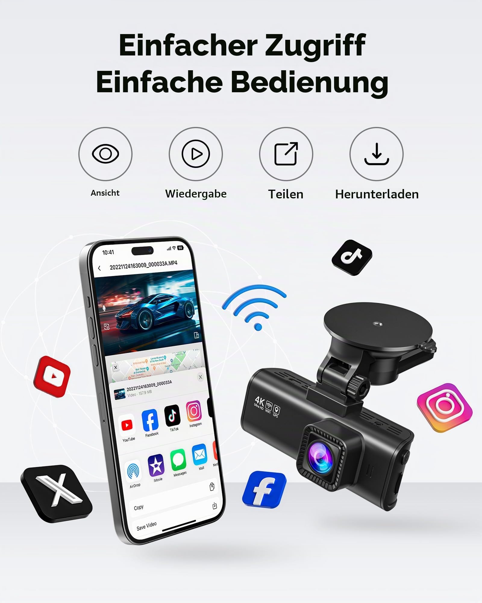 REDTIGER F7NP Dashcam und OBD Hardwire Kit, 4K Starvis 2 Dashcam Auto mit integriertem GPS, WLAN und mitgelieferter Speicherkarte