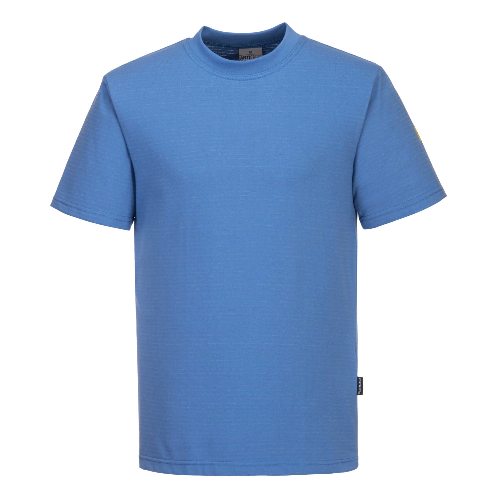 Portwest AS20 Anti-Static ESD Short Sleeve T-Shirt Cotton Carbon Fiber Lightweight Safety Workwear Comfortable Fit, Hamilton Blue, XXS — image 1