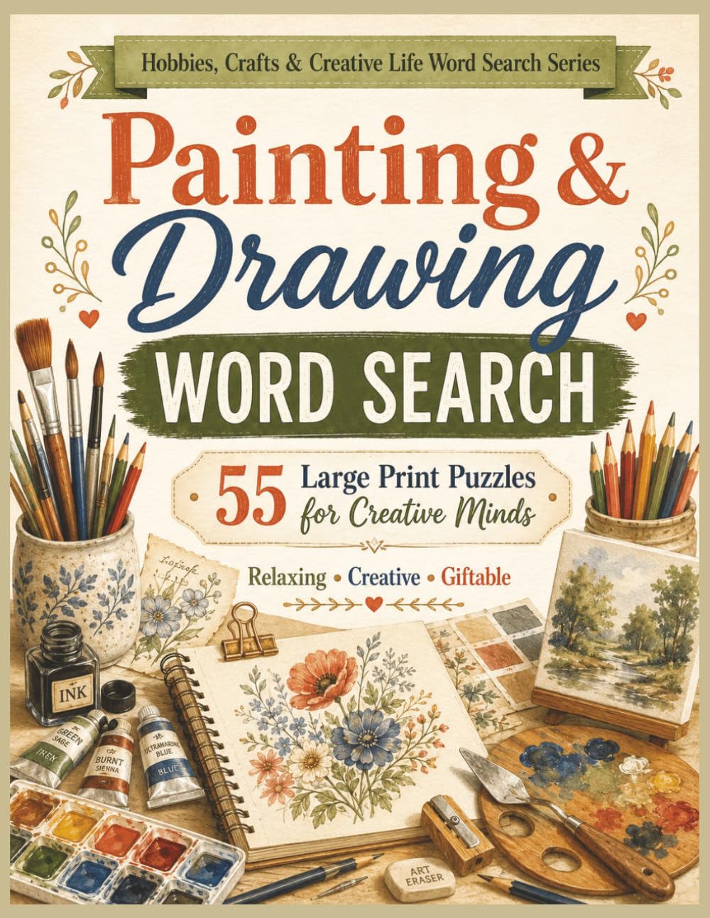 Painting & Drawing Word Search: 55 Large Print Puzzles for Creative Minds (Hobbies, Crafts and Creative Life Word Search Series)