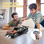 Fistone RC Drift Car 2.4GHz 1:16 Scale 4WD 18KM/H High Speed Remote Control Car with LED Lights, 2 Batteries and Rubber Tire, Racing Sport Toy Vehicle for Adults, Boys, Girls, and Kids