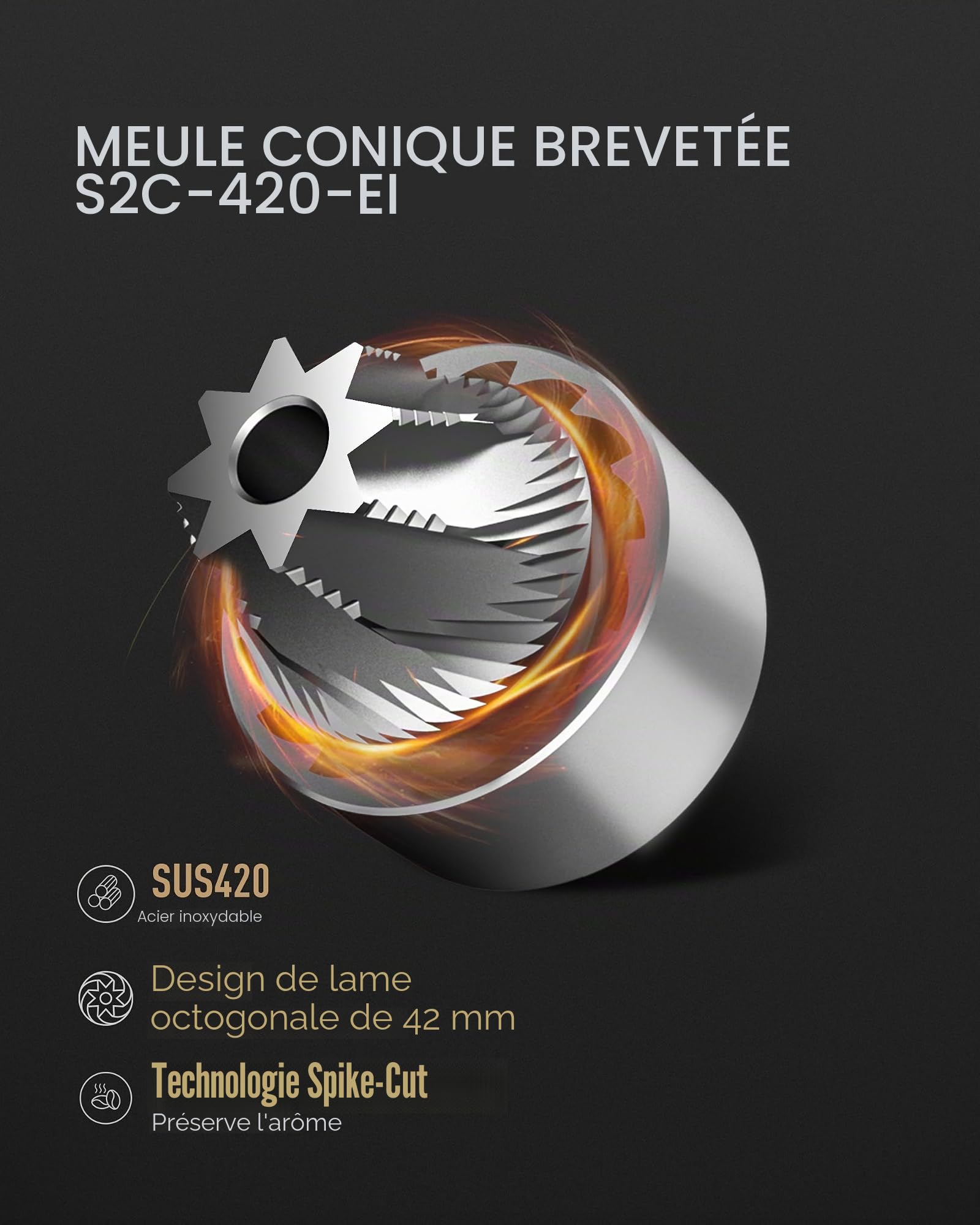 Moulin à café conique portable TIMEMORE, moulin à café électrique avec 30 réglages, arrêt automatique et design compact pour une utilisation à la maison et en extérieur - Whirly 01S, noir