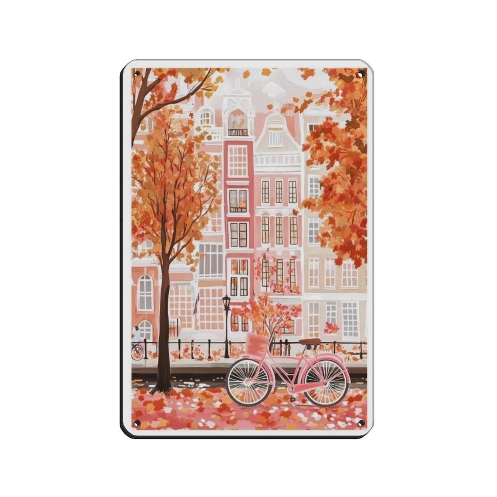 Lxwnze 20L X 30W Cm Amsterdam Poster, Netherlands Art, Travel Poster Retro Poster Metal Tin Sign Chic Art Retro Iron Painting Bar People Cave Cafe Family Garage Poster Wall Decoration 8X12inch(20X30cm)