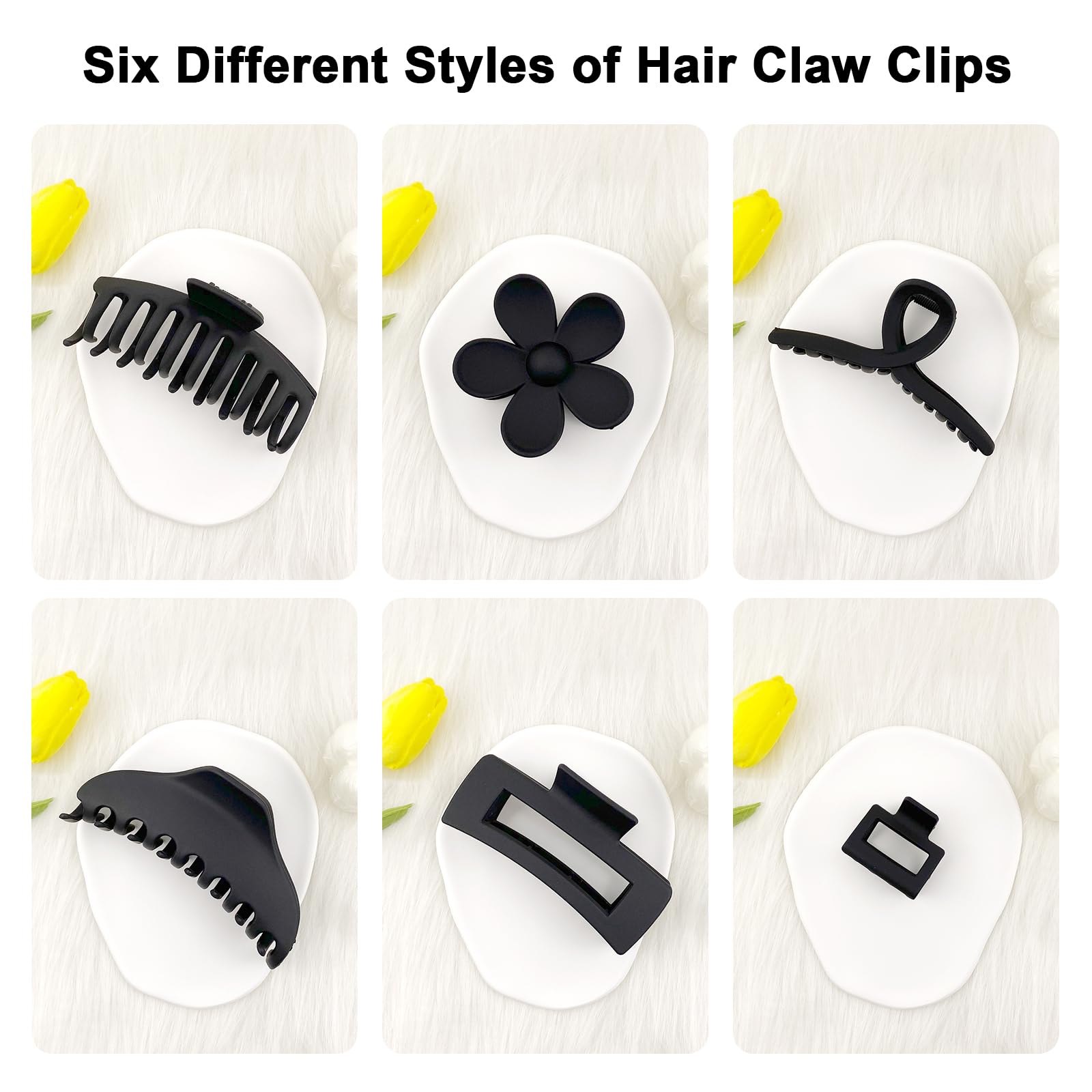 Yovell Hair Claw Clips 6Pcs Large Hair Clips for Thick Thin Curly Hair Non-slip Strong Hold Jaw Clips Hair Accessories for Women Girls (Black) - Image 3