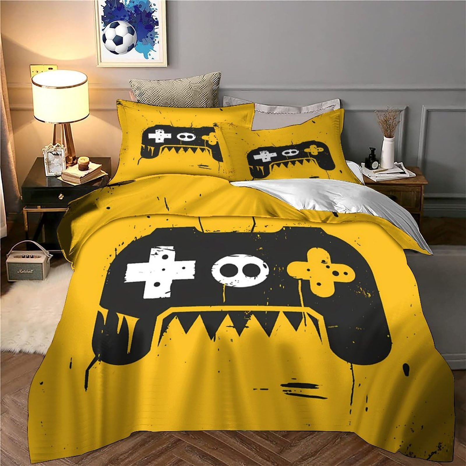 Mando de Juego 3D Impreso Funda Nórdica Microfibra para Adolescentes Adultos Decoración de Dormitorio Juego de Cama Divertido Suave Transpirable Super King（260x220cm）