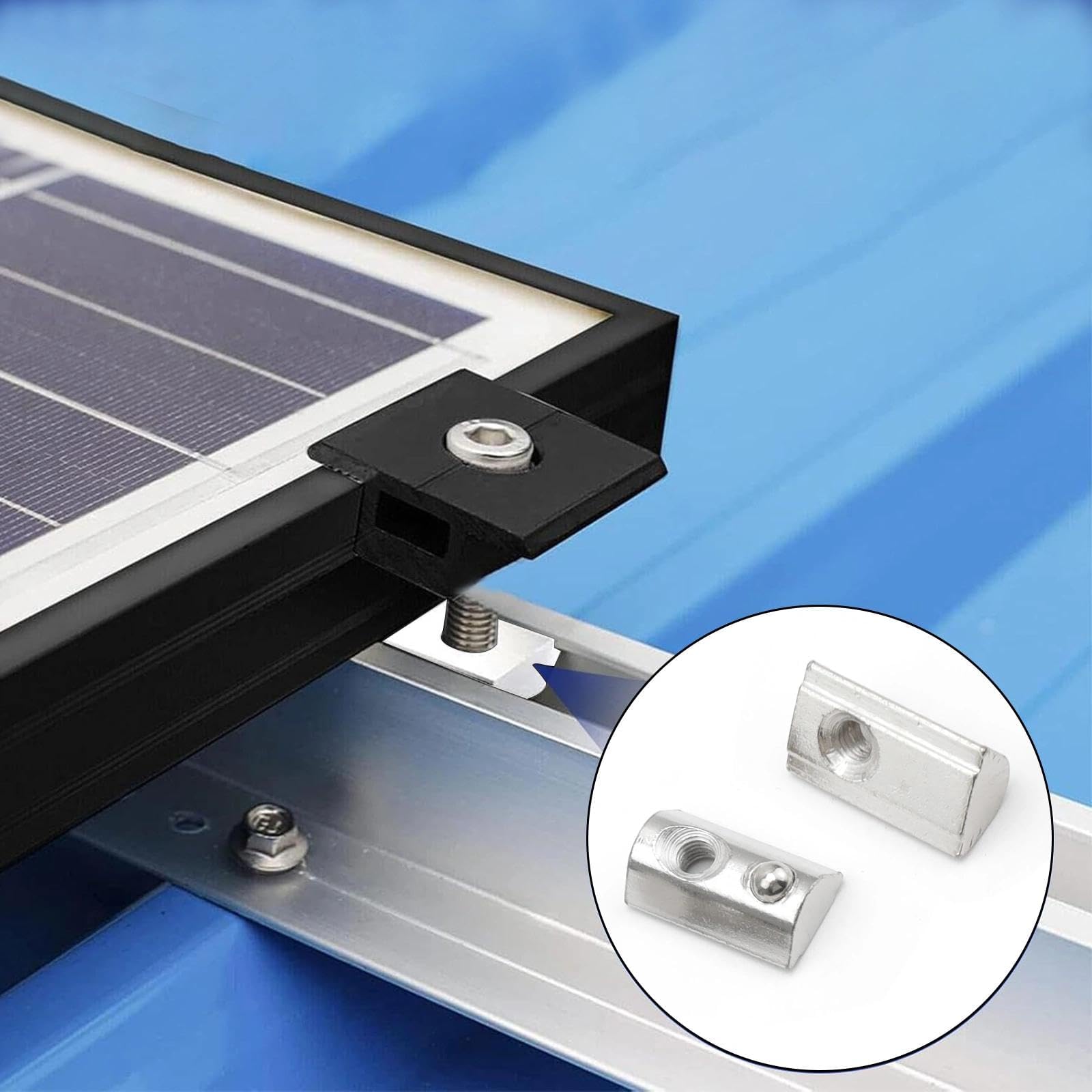 LINTRA 50 Pièces Écrou M6 Rainure 8 en T avec Bille de Centrage, 40-Série M6 Écrous, Écrou Écrosu Rainure en T, pour 3D CNC à Profil en C en Aluminium, Norme Européenne