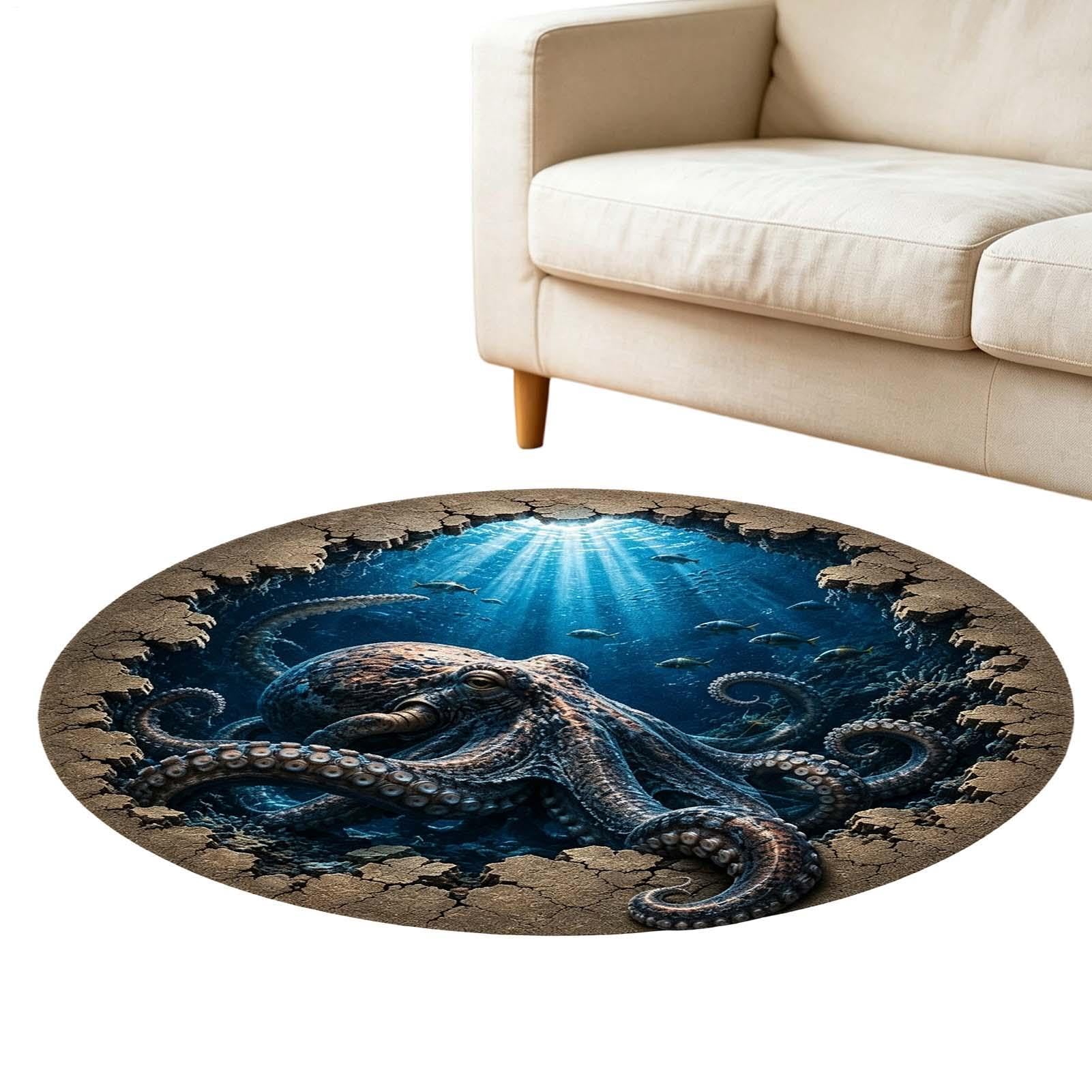 Alfombra del Mar Antideslizante Suave de Animales Marinos con Ilusión