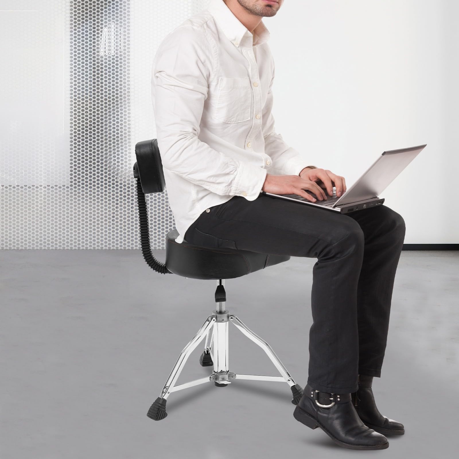 Taburete para batería, altura ajustable, taburete para guitarra, batería E, silla de piano para adultos, asiento ergonómico de espuma viscoelástica, 45, 60 cm de altura, marco de acero