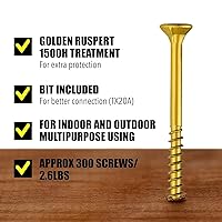 Vista 2 de Grindy - Tornillos para madera #9 x 2 1/2 pulgadas (paquete de 300/2.6 libras) – Tornillos de cubierta autoperforantes I resistentes a la corrosión