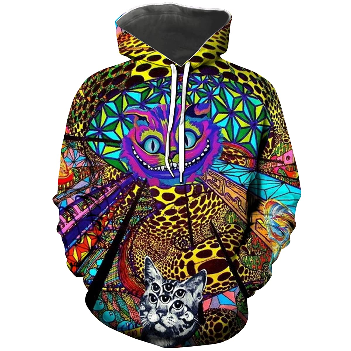 Hisayhe Trippy Hoodies Tops Psychedelic Hooded Pullover Sweatshirt for Men, Multicolor1, XL