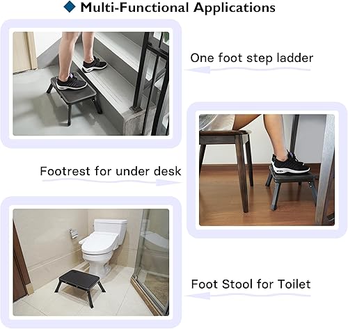 Miniatura 5 de BONTEC Taburete plegable, taburete ajustable de un solo paso con una plataforma antideslizante, taburete de metal de 1 paso de 330 libras de