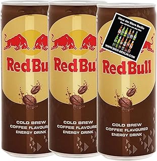 Cold Brew Coffee Getränk – Red Bull – 12 Dosen à 250 ml – Gekühlter Kaffee mit Koffein – inkl Bierdeckel – Haus der Biere Berlin