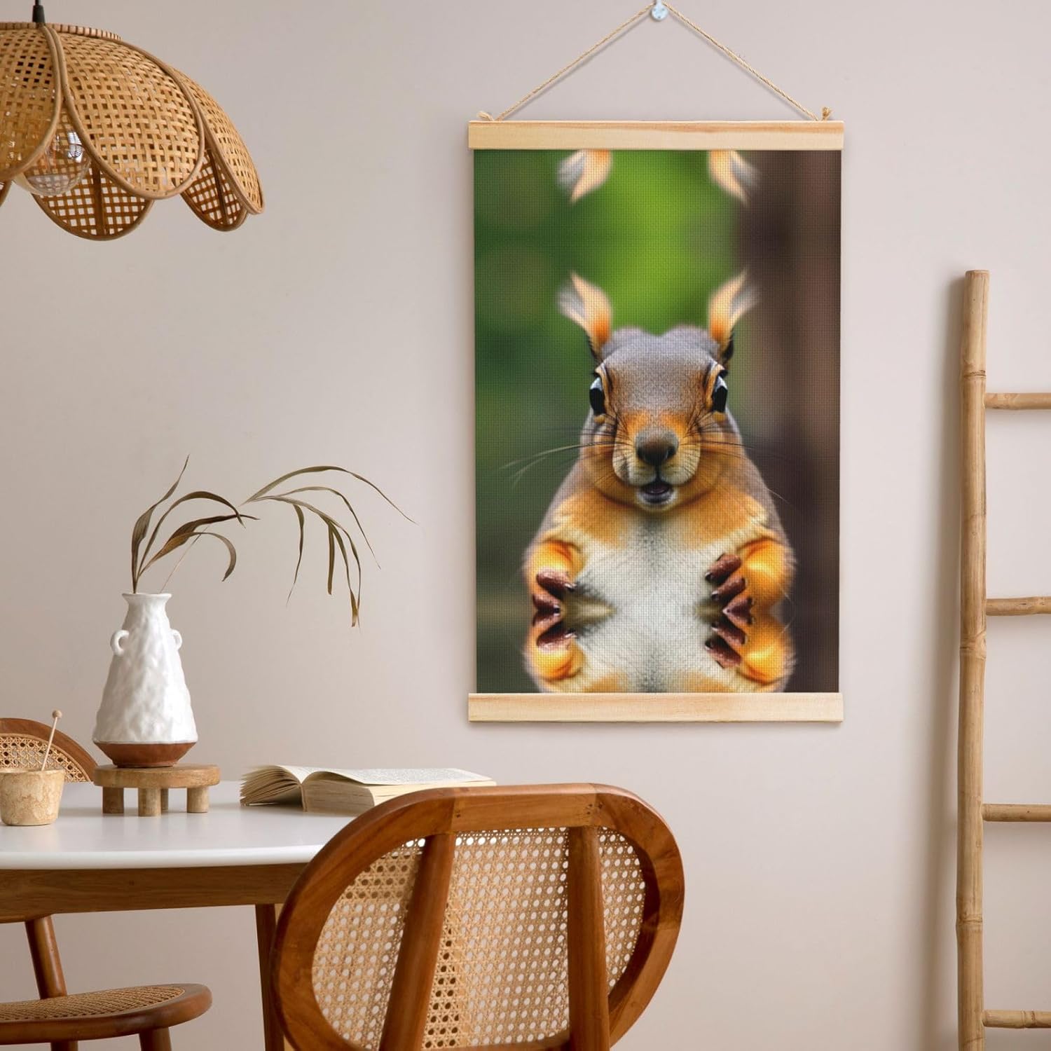 Squirrel Funny Animal Print Poster Hanger,Hanging Poster, Poster Frame,Wood Poster Hanger, For Wall Hanging