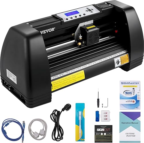 VEVOR Máquina cortadora de vinilo, 14 pulgadas14.764 in, impresora de trazador LED, posicionamiento manual preciso, software compatible con sistemas