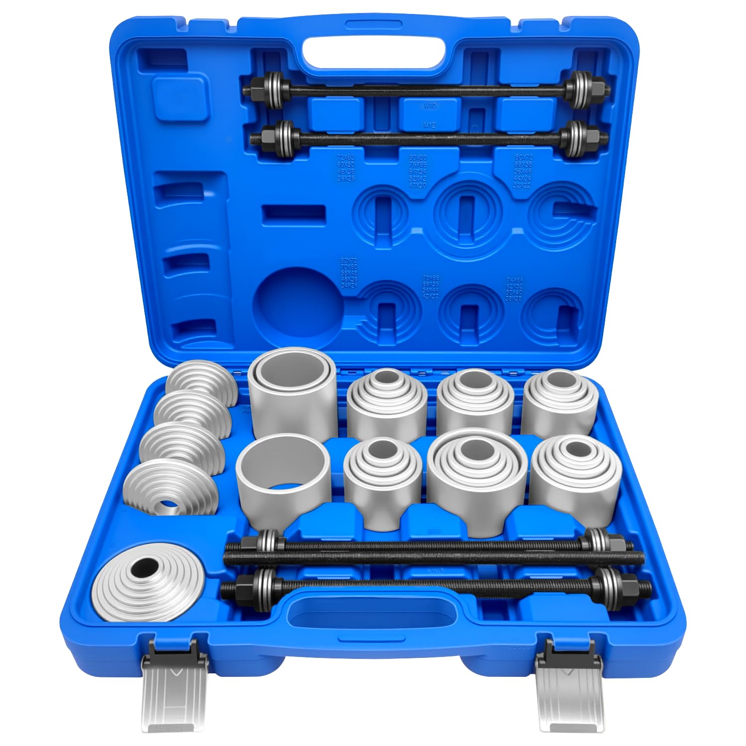 ZKTOOL 40 Pièces Remplacement de Bague de Châssis Automobile, Démontage et Montage de Roulements, Joints et Silentblocs, Démontage de Silentblocs de Bras de Suspension d'Essieu Arrière