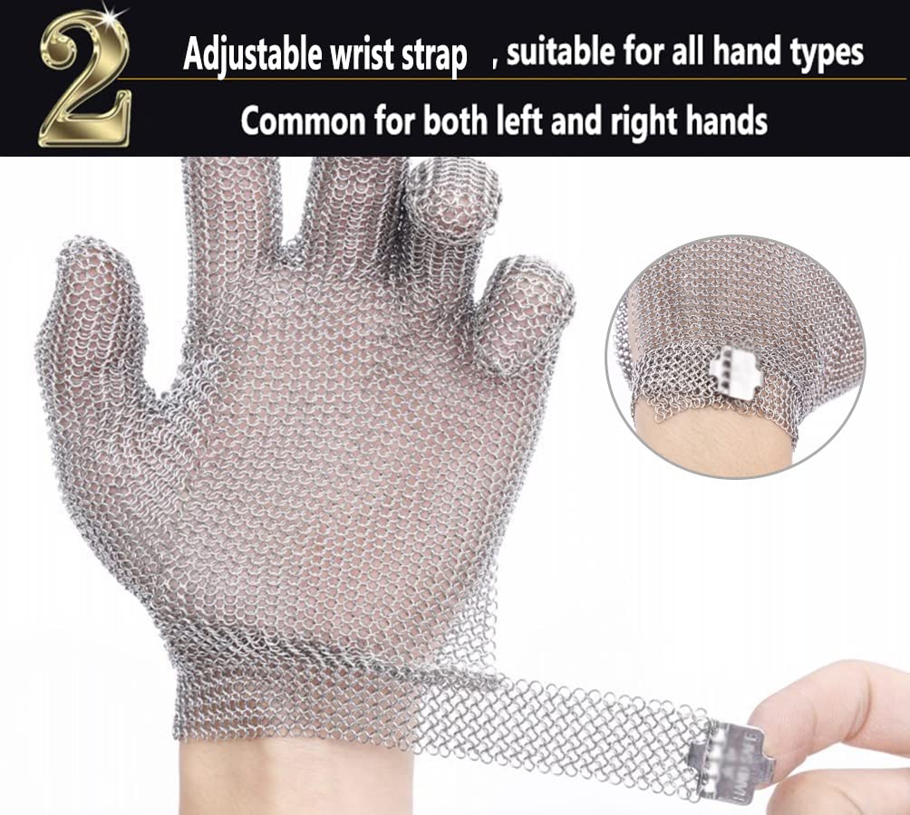 Rzeźnik Ze Stali Nierdzewnej Rękawice Odporne, Odzież Cięcie Drewna Rzeźba Szklana Maszyna Do Cięcia Warsztatu Metalowe Zawiasowe Rękawice (Size : 1pcs/XS)