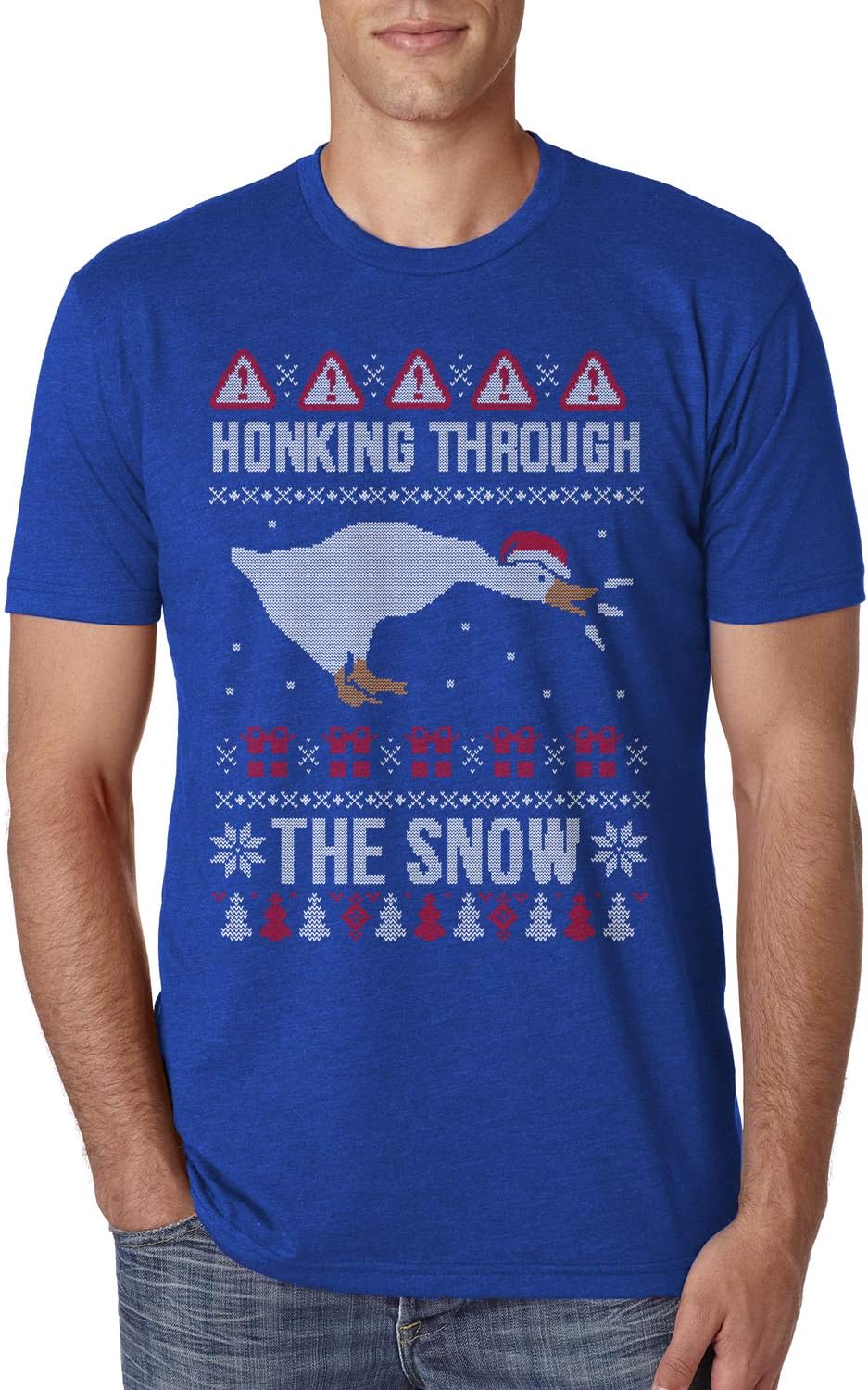 Threadrock Men's Honking Through The Snow Ugly Christmas T-Shirt