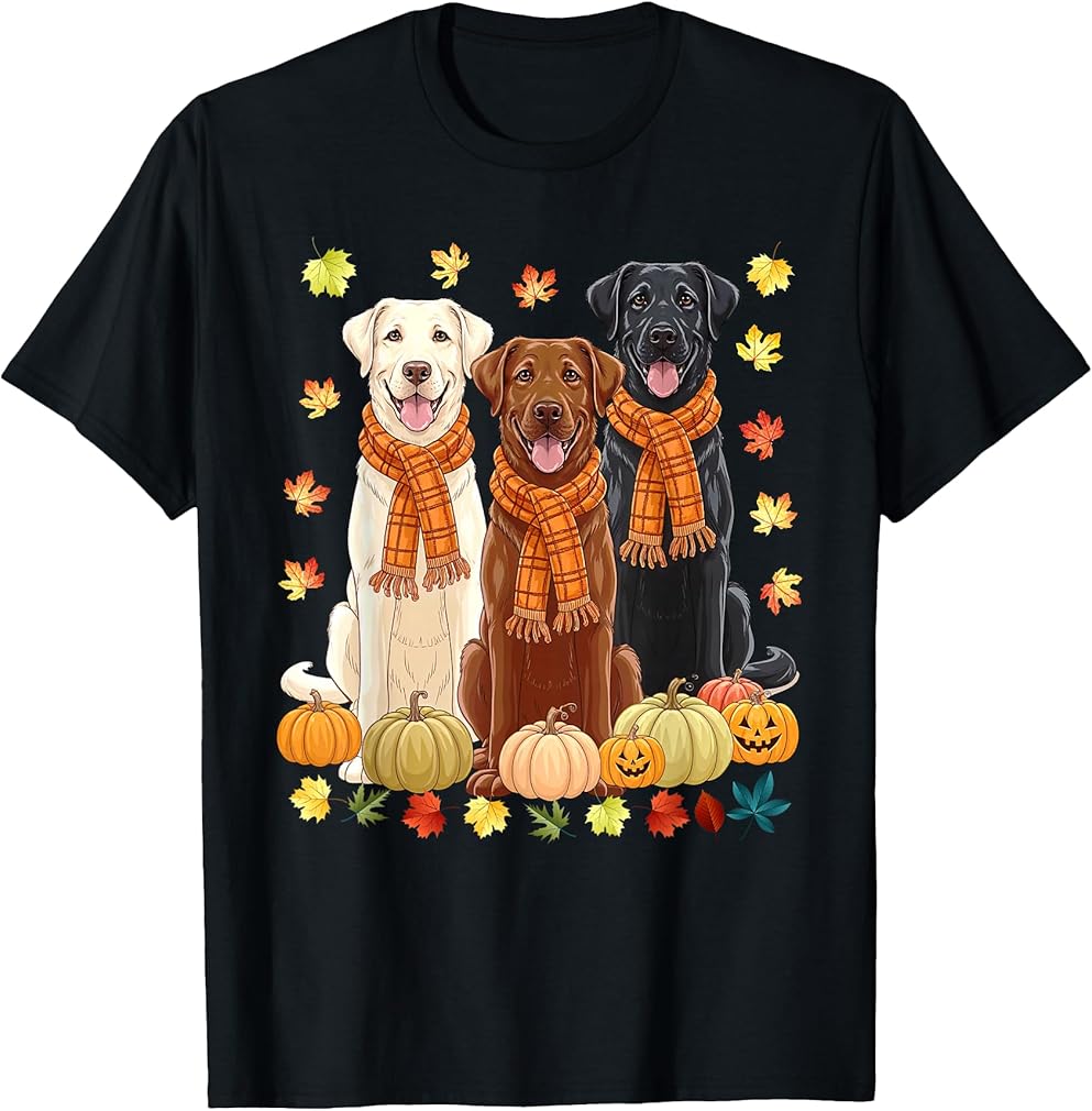 Fall Autumn Pumpkin Labrador Retriever Thanksgiving Dog Mom T-Shirt