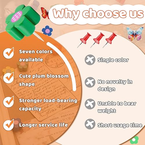 Miniatura 3 de 80 alfileres de empuje para tablero de corcho, tachuelas decorativas para el pulgar de madera, pasadores de cabeza, tachuelas de madera para