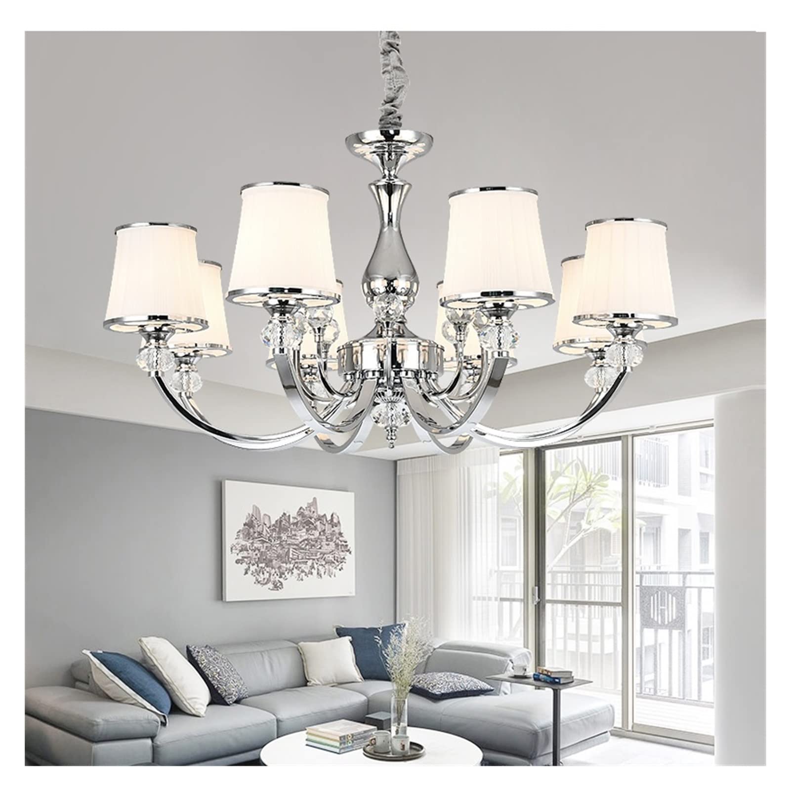 LED Chandeliers Chrome Crystal Chandelier Lights Modern Compatible with Living Room Bedroom Led Chandelier Lighting Fixture Crystal Lamp