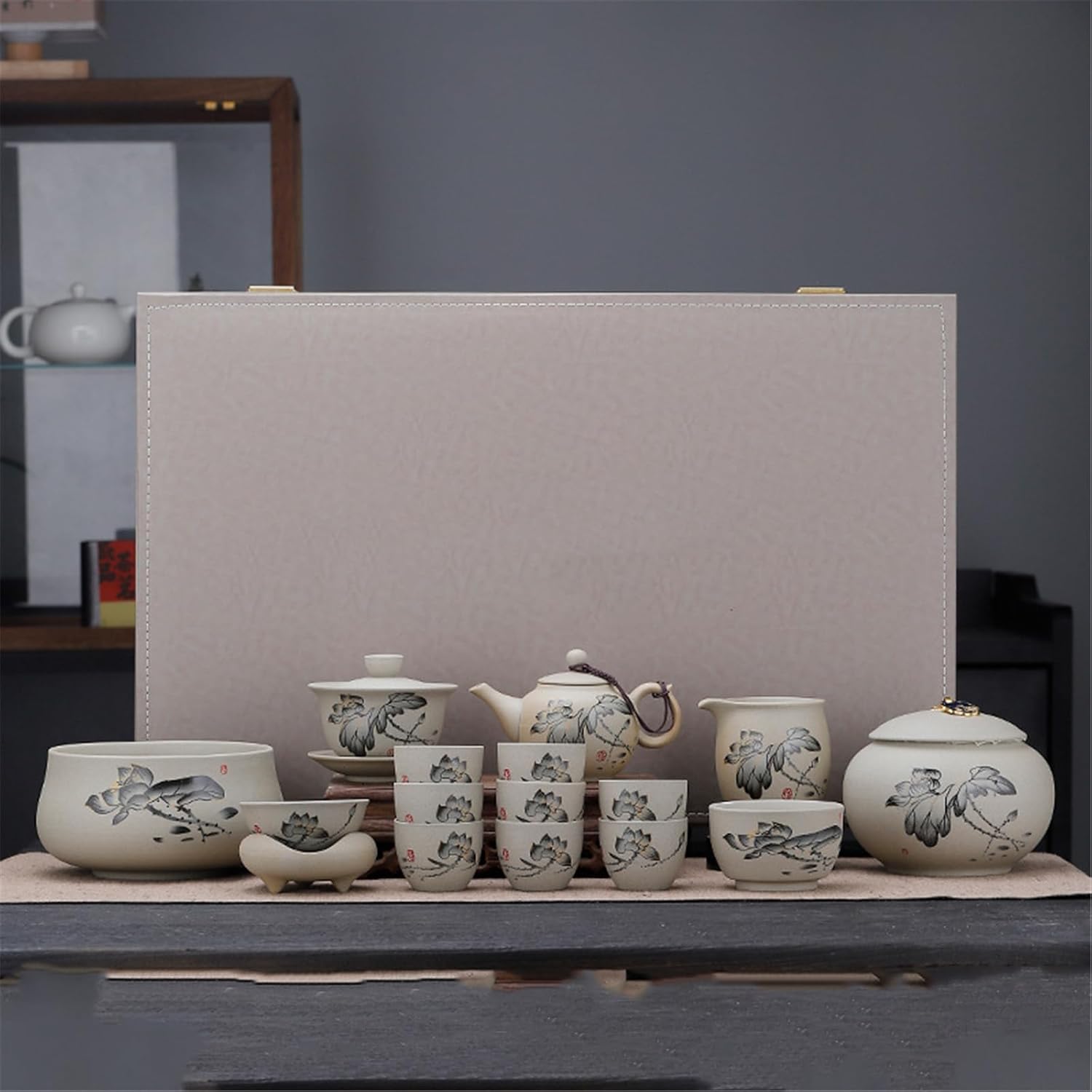 Red Tea Set - Silver-Inlaid Glass Teapot with Matching Cups Set-set1