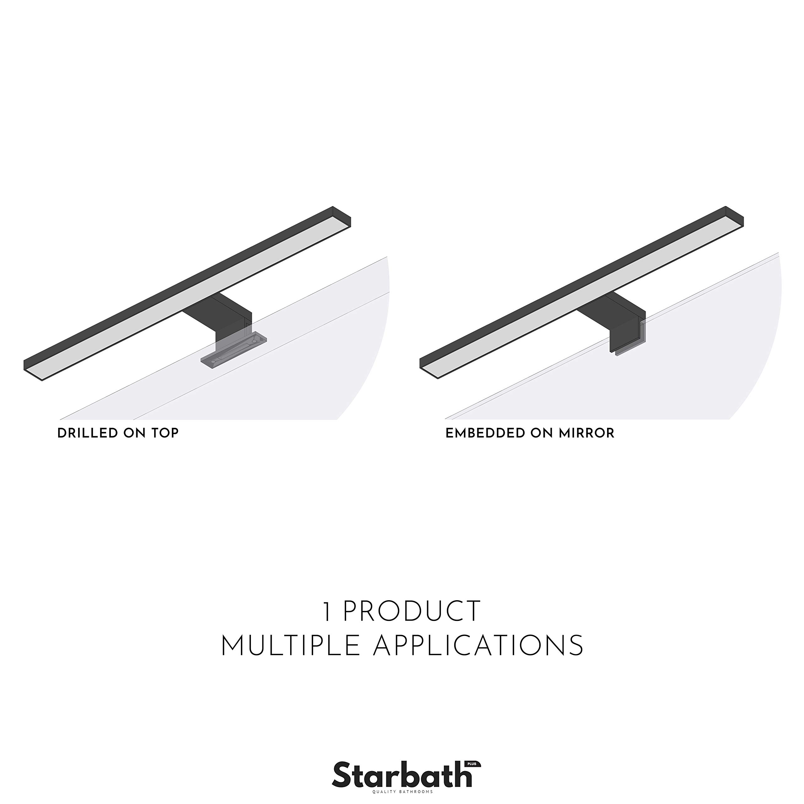 Lámpara Led espejo baño Silvia ABS 30cm, LED 7W, 550lm, IP44, 220V, 50-60Hz – 300x108x40mm – Luz blanca fría 6000K (Cromo, 30 cm 7W) (105337P)