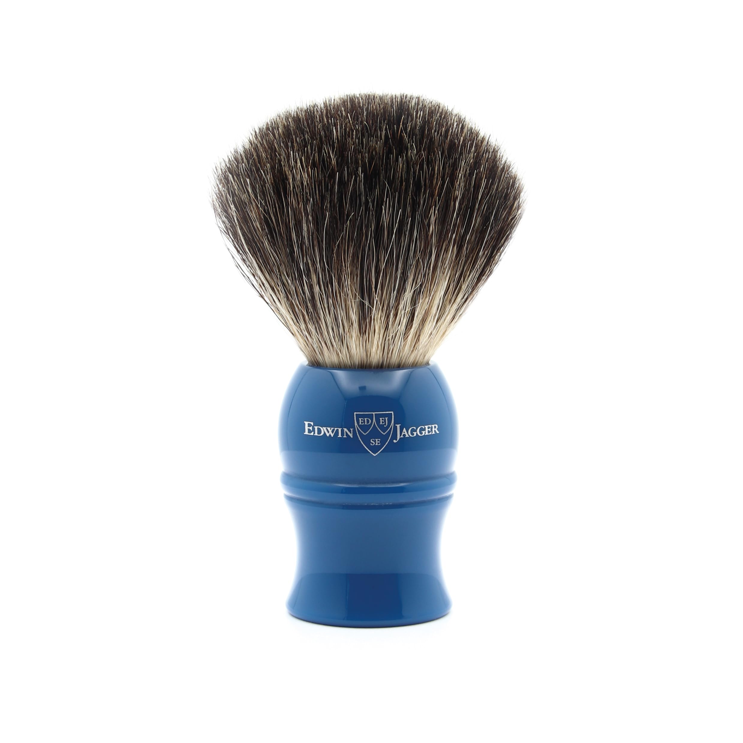Edwin Jagger 1EJ333 Classic Pure Badger Hair Brocha de afeitar exfoliante hecha a mano para espuma de calidad con crema de afeitar o jabón de afeitar para hombres y mujeres (azul)