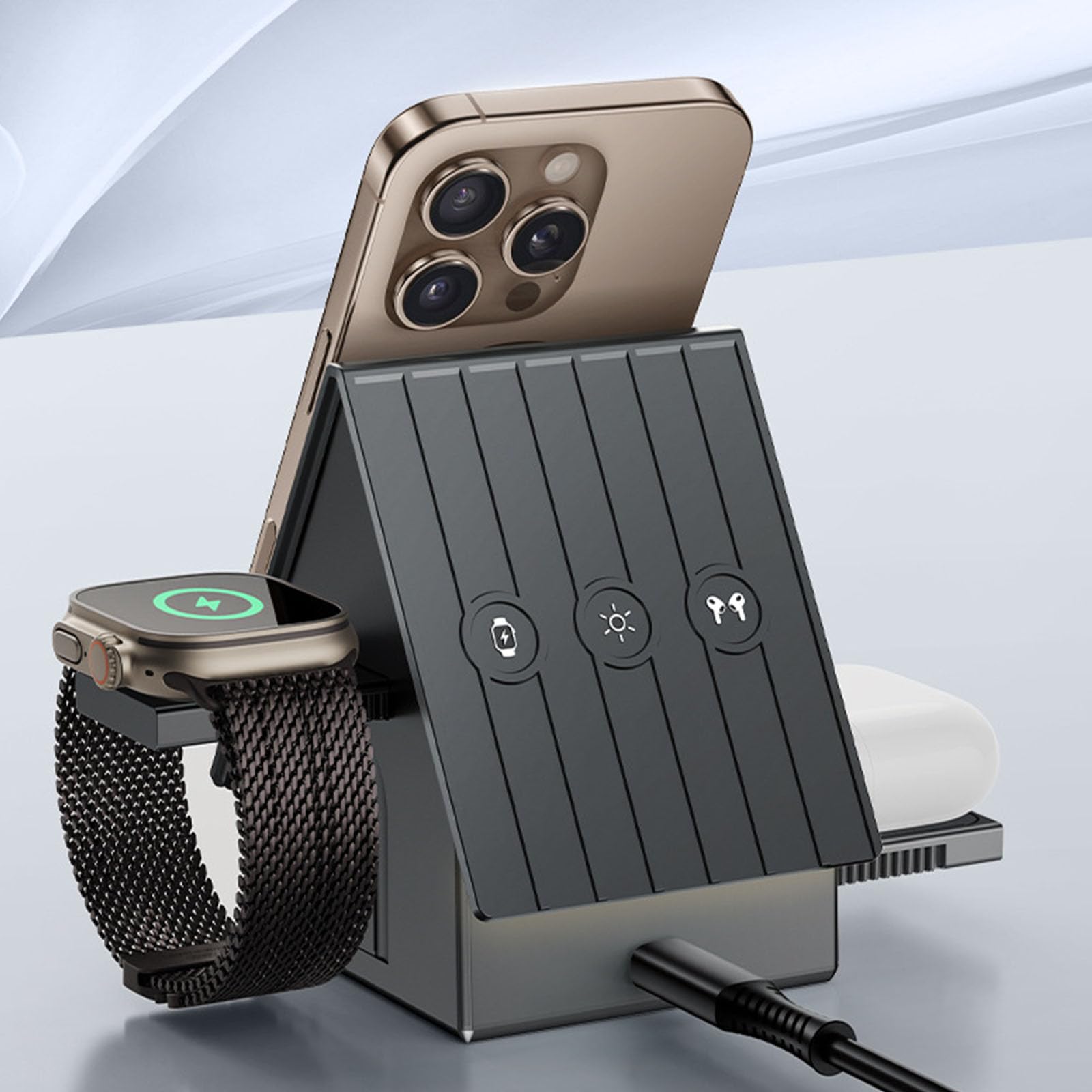 Ricarica Magnetica Che Supporta più dispositivi Come Smartphone, Auricolari e smartwatch per dispositivi compatibili con l ' erogazione Potenza 3 in 1