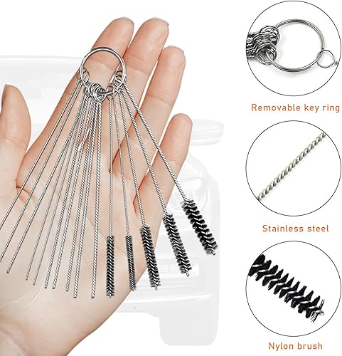 Miniatura 5 de Carburador Carbon Dirt Jet Remover, 5 cepillos de nailon + 10 agujas de limpieza + 1 kit de herramientas de llave de mariposa para motocicleta, ATV,