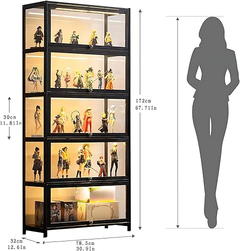 Miniatura 2 de HDROGUV Curio - Gabinete de exhibición, estantes de almacenamiento de 5 niveles con puerta de vidrio acrílico, organizador de juguetes
