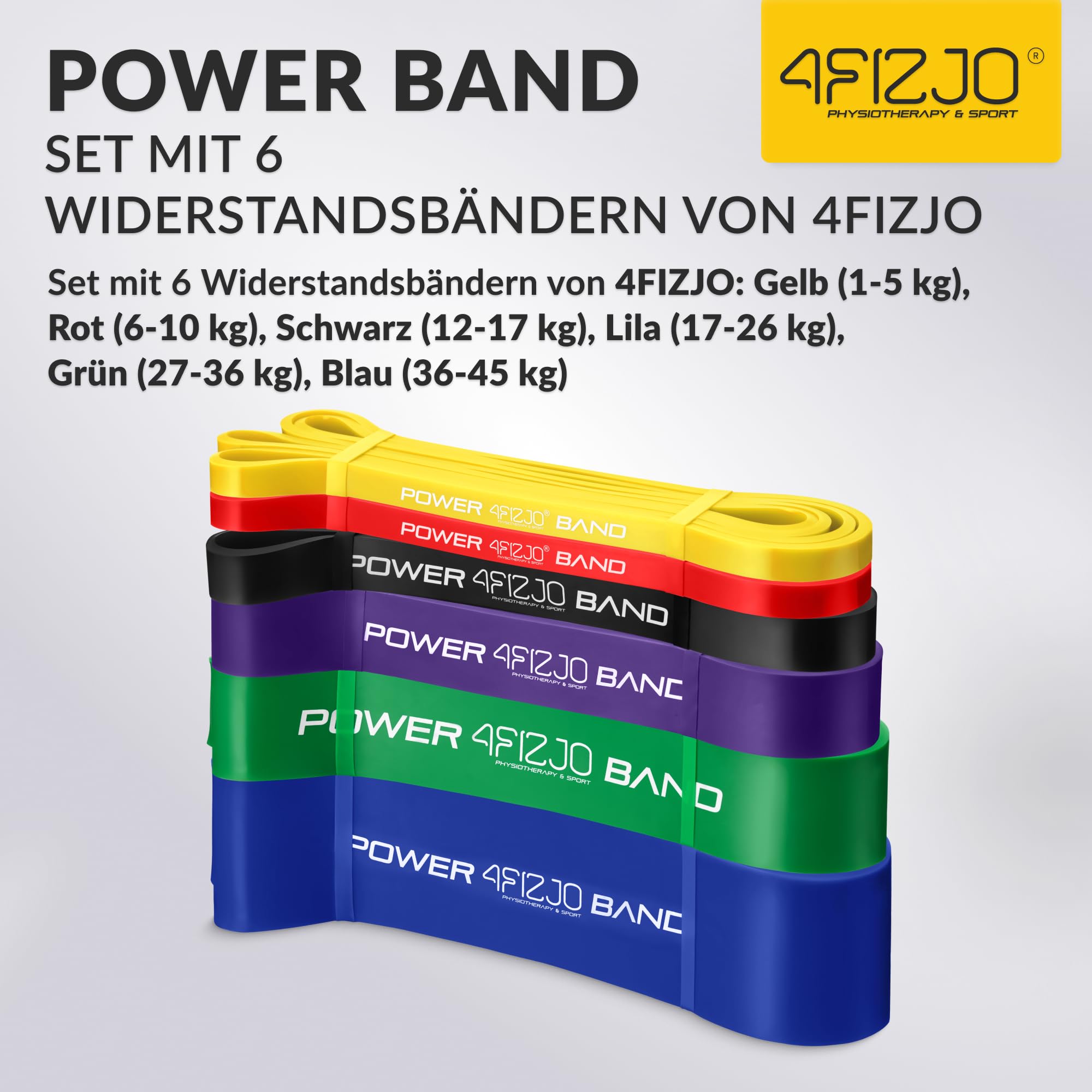 4FIZJO Latex Fitnessbänder, 208x1,3x0,45 cm, Leichter Widerstand Hypoallergen, Widerstandsbänder krafttraining, Calisthenics Equipment, Trainingsband für Yoga, Gymnastikband