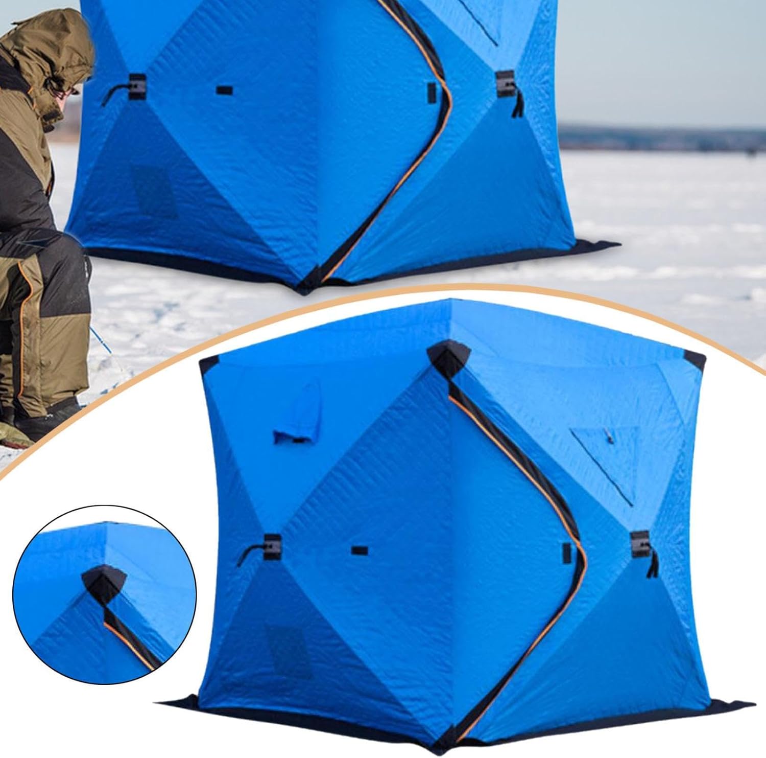 Ice Fishing Shelter Ice Fishing Tent with Reflective Strip Weather Resistant, Portable, Insulated