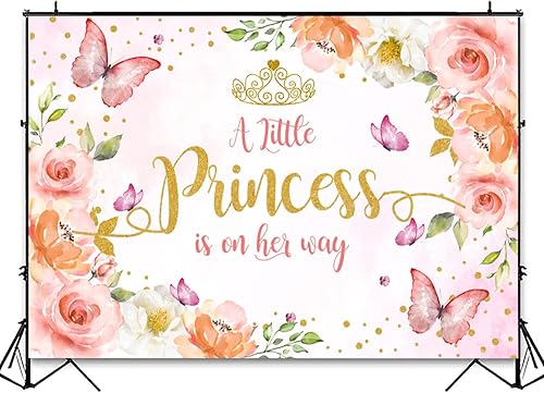 Miniatura 3 de InMemory Telón de fondo de mariposa para baby shower fondo de fotografía de mariposas moradas flores rosas para niñas decoraciones de fiesta de baby