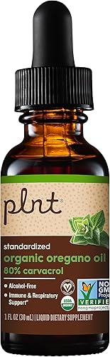 Aceite de orégano orgánico, estandarizado al 80% de Carvacrol, sin alcohol (1 onza líquida)