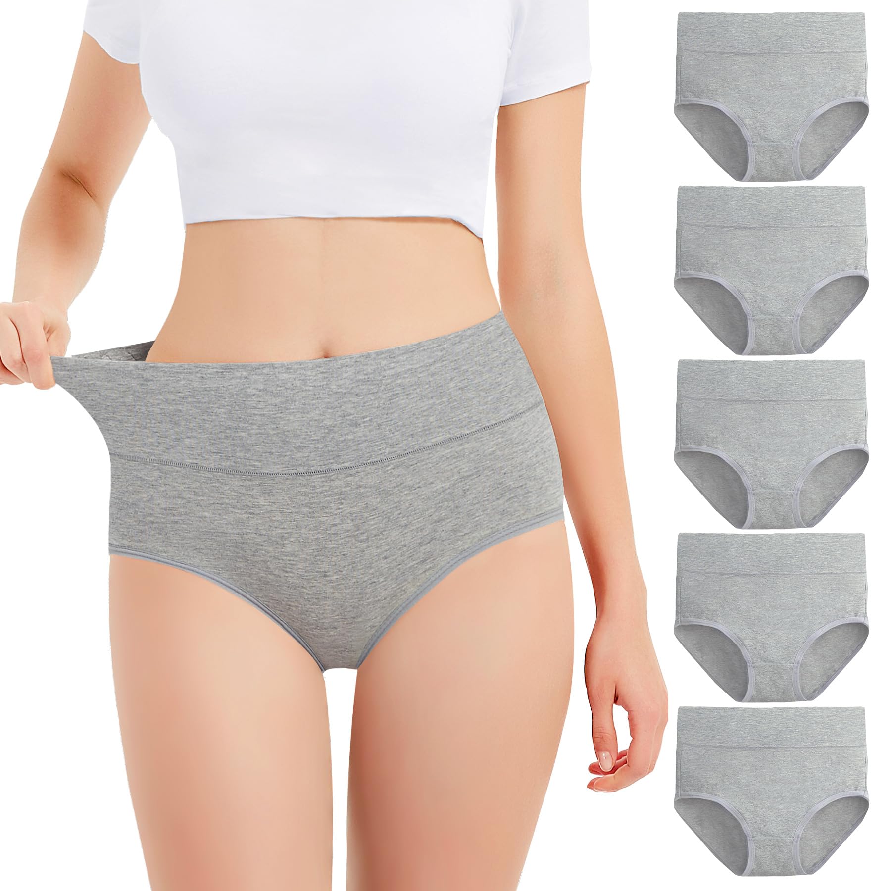 Falechay Mutanda Donna Vita Alta Cotone Slip Traspirante Confortevole Pacco da 5