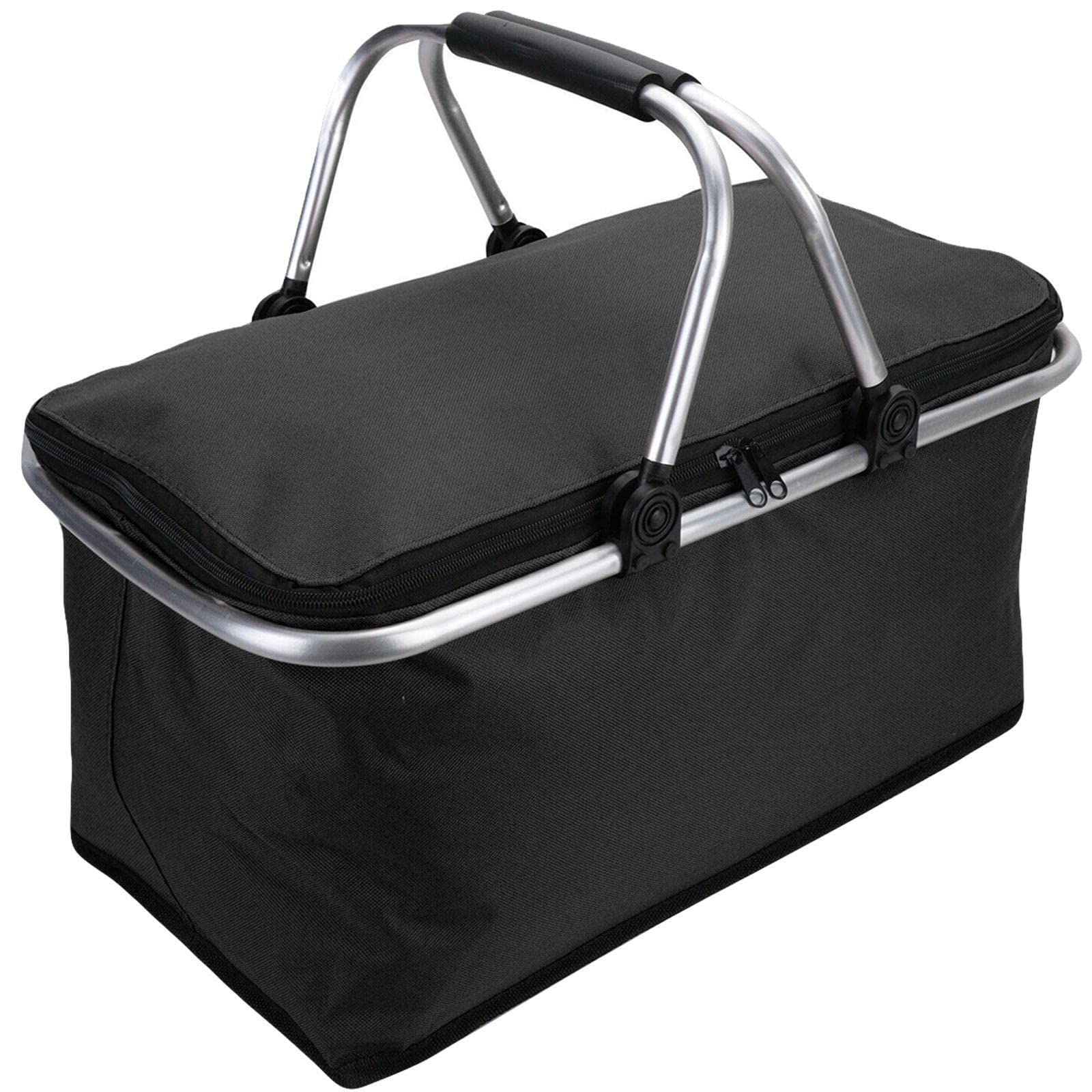 True Face Picnic Basket Cooler Bag 30L Lunch Camping Food Box Folding Cooling Cool Bags Waterproof Outdoor BBQ Travel Camping Baskets with Carry Handle 30 Litres Capacity