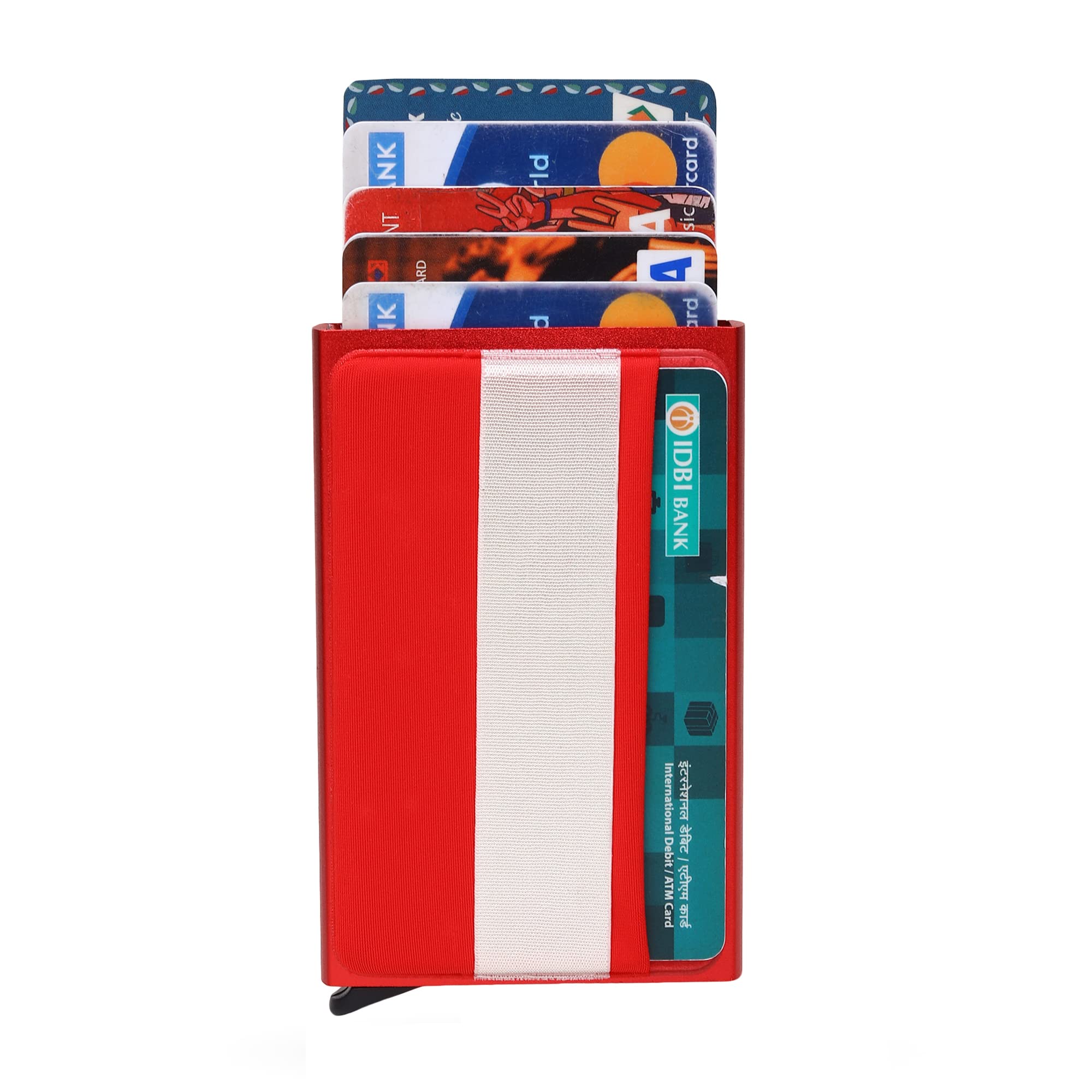 StealodealMetal RFID Blocking Pop Up Credit Or Debit Card Holder Case for Men & Women (Advance-Red)