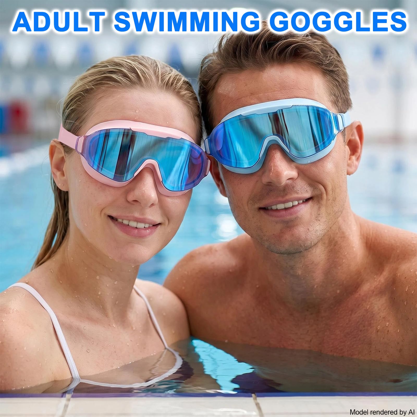 Gogle pływackie, szerokokątne okulary przeciwmgielne i odporne na przecieki UV, modne okulary do pływania dla mężczyzn i kobiet