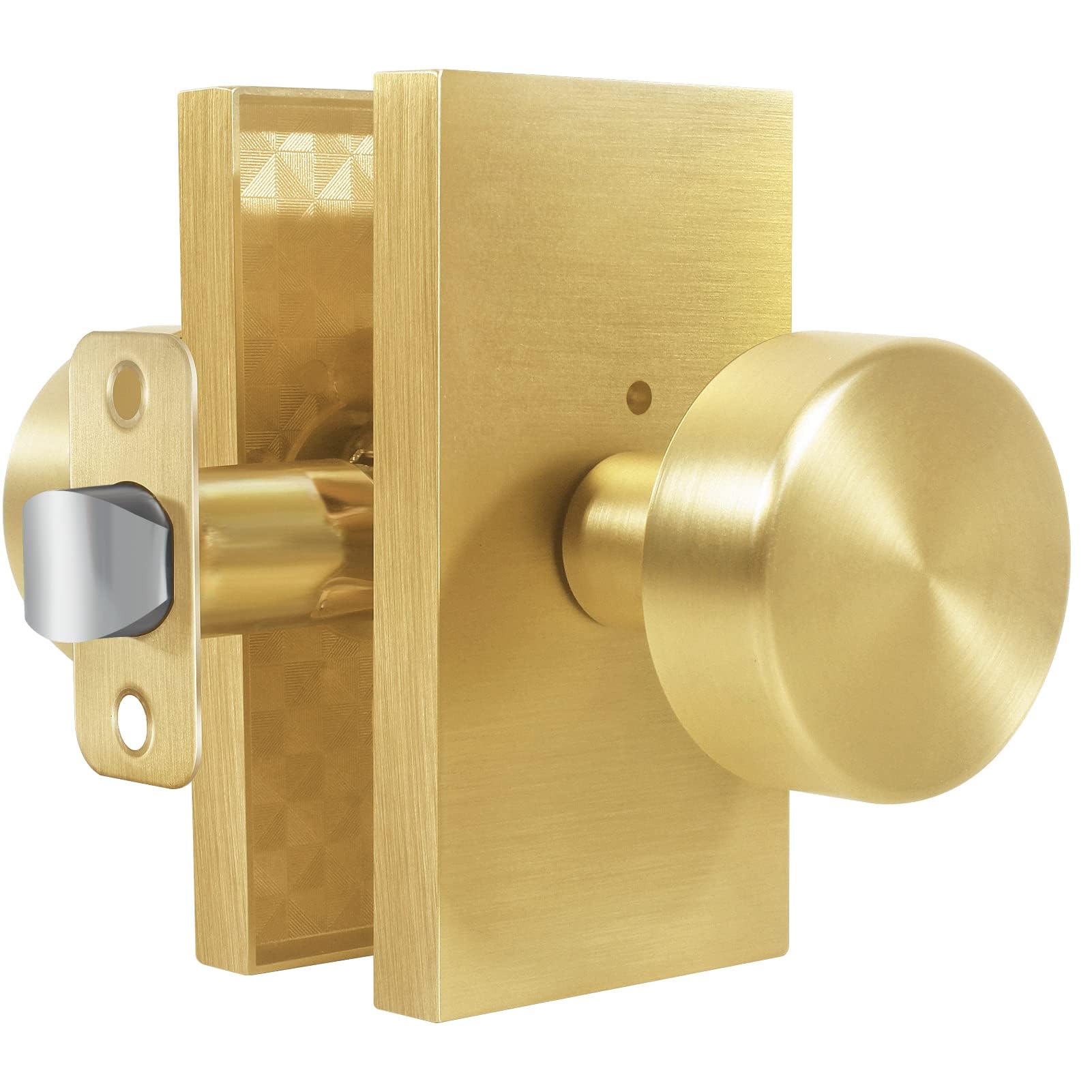 Satin Brass Privacy Door Knob with Lock -1