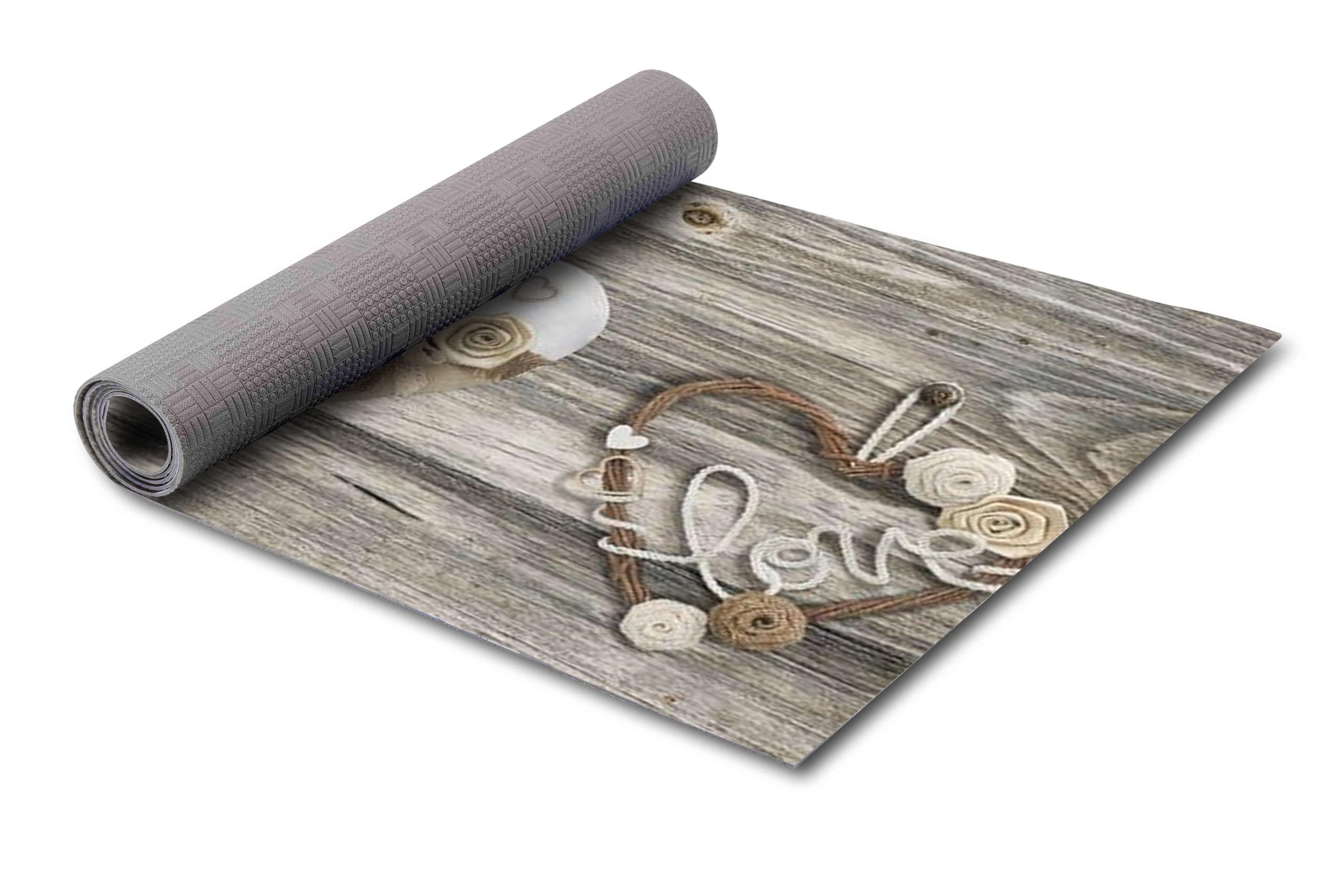 HomeLife Alfombra de Cocina Antideslizante Lavable de Vinilo de 52x120 cm Fabricada en Italia | Alfombra Antimanchas PVC parainterior/Exterior Estampado Patchwork de Corazones | Alfombra Larga,120 cm