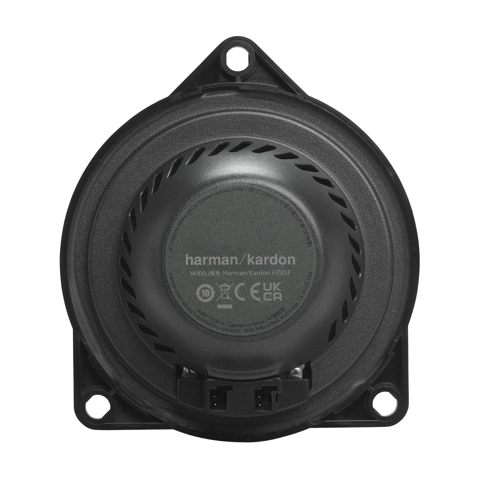 Harman Kardon FIT4SF 4 in / 10 cm Altavoz Coche Rango Medio 3 Vías | 45 W RMS / 360 W pico, 90 dB, 4 Ohm, 200 Hz-8 kHz - transductor midrange sin rejilla - materiales PCR reciclados - par