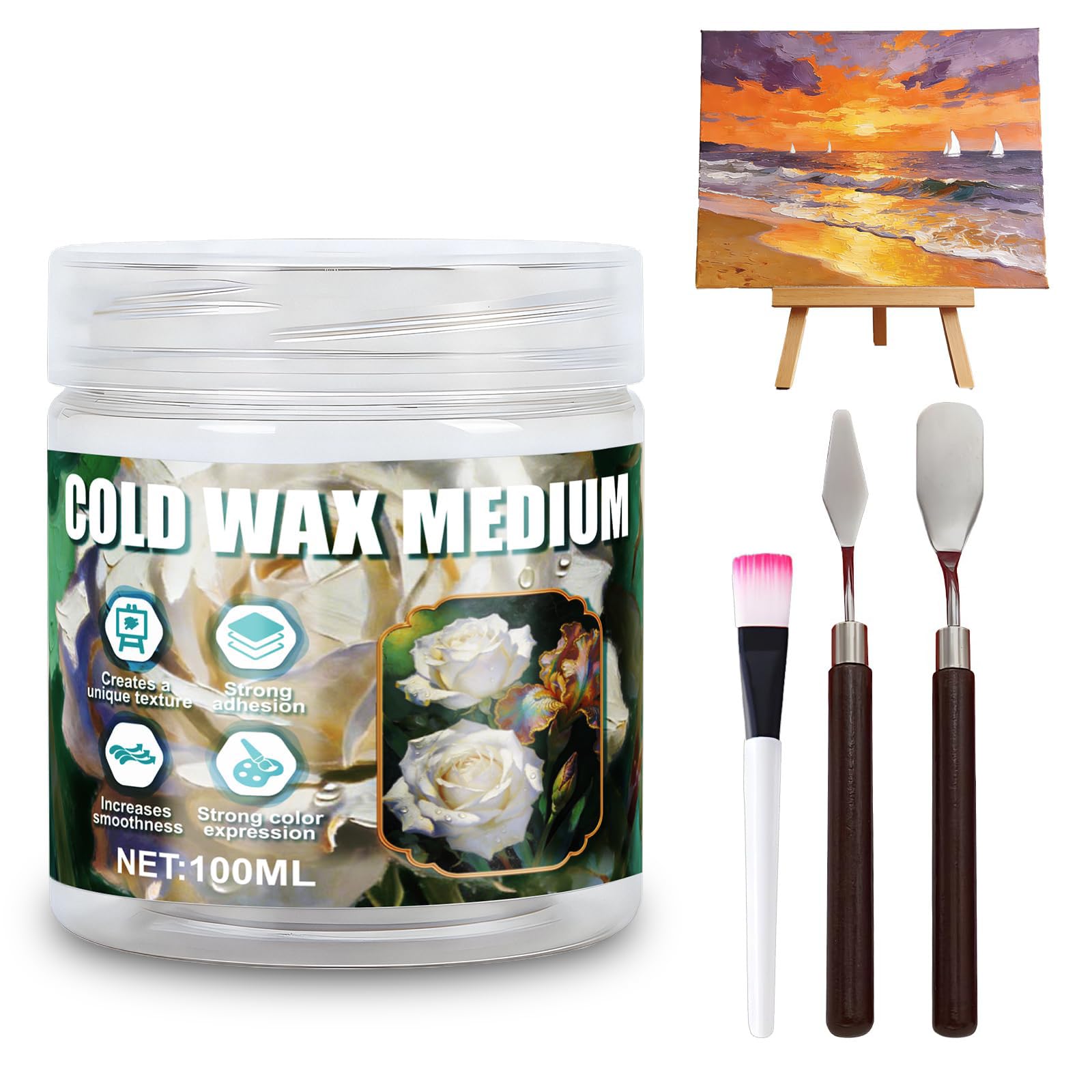 WEILAOK Cold Wax Medium for Art, Wax Medium for Watercolour, Transparent Cold Waxs Sealant for Texture Art And Thickness, Mixed Media Creation,Suitable for People Who Enjoy Drawing, 100ml